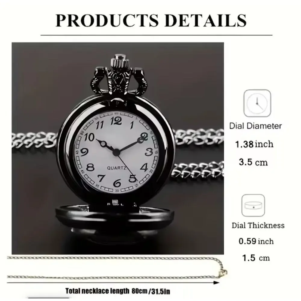 Floral Raven Crow Pocket Watch Necklace Vintage Style Pendant Chain Gothic